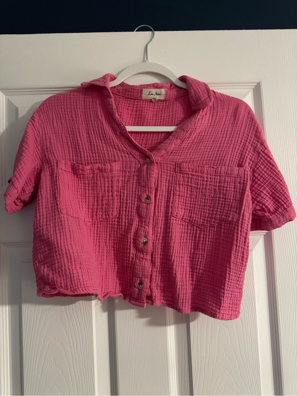 Love Notes Hot Pink Textured Gauze Shirt